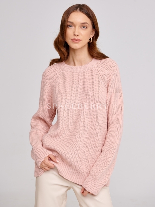 Женский вязаный свитер оверсайз, джемпер